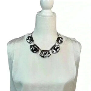 Chico's Janely Black White Short Bib Necklace